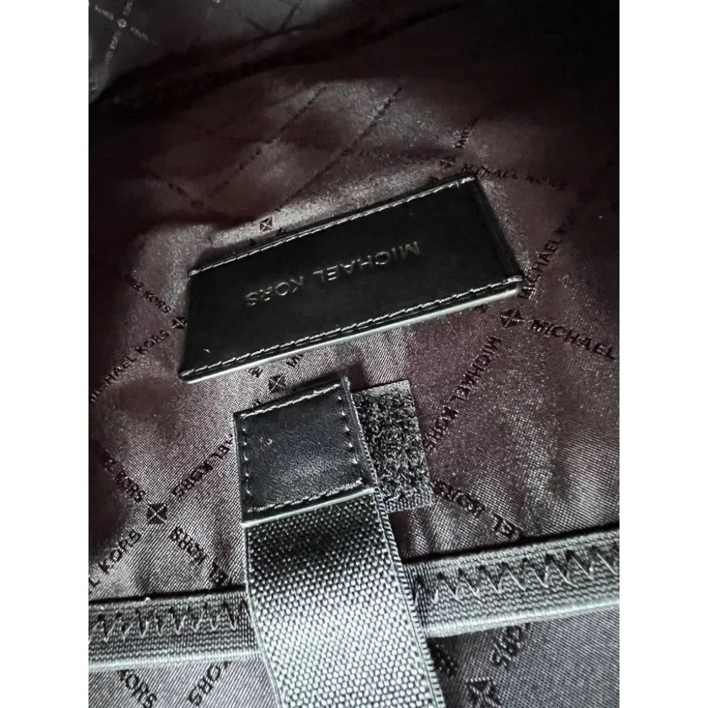 Michael Kors Backpack Cooper Logo Denim Backpack Utility Rucksack Black - Picture 11 of 12